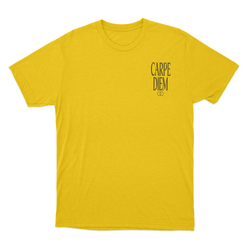 Joe Bartolozzi Carpe Diem Print Unisex T Shirt Yellow Joe Bartolozzi Carpe Diem Print Unisex T Shirt Yellow